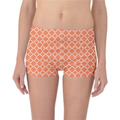 Tangerine Orange Quatrefoil Pattern Reversible Boyleg Bikini Bottoms by Zandiepants