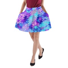 Blue And Purple Marble Waves A-line Pocket Skirt by KirstenStar