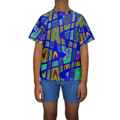 Bright Blue Mod Pop Art  Kid s Short Sleeve Swimwear by BrightVibesDesign