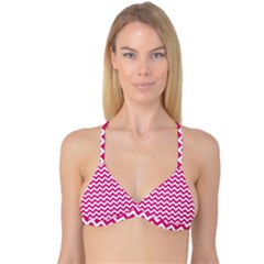 Hot Pink & White Zigzag Pattern Reversible Tri Bikini Top by Zandiepants