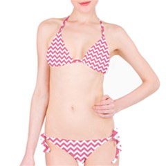 Soft Pink & White Zigzag Pattern Bikini Set by Zandiepants