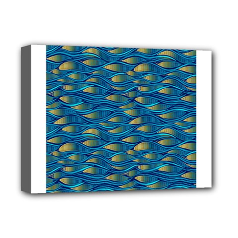 Blue Waves Deluxe Canvas 16  X 12   by FunkyPatterns