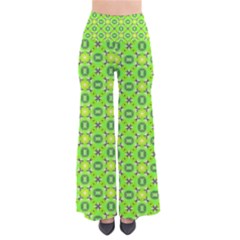 Vibrant Abstract Tropical Lime Foliage Lattice Women s Chic Palazzo Pants by DianeClancy