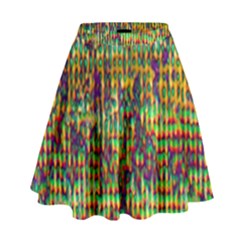 Multicolored Digital Grunge Print High Waist Skirt by dflcprintsclothing