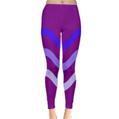 Purple Waves Leggings  by Valentinaart