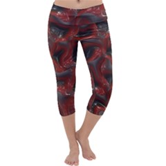 Red Grey 3d Design        Capri Yoga Leggings by LalyLauraFLM