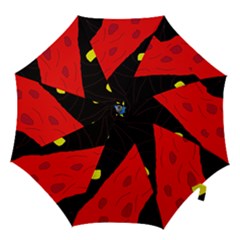 Red Abstraction Hook Handle Umbrellas (large) by Valentinaart