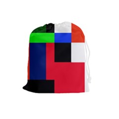 Colorful Abstraction Drawstring Pouches (large)  by Valentinaart