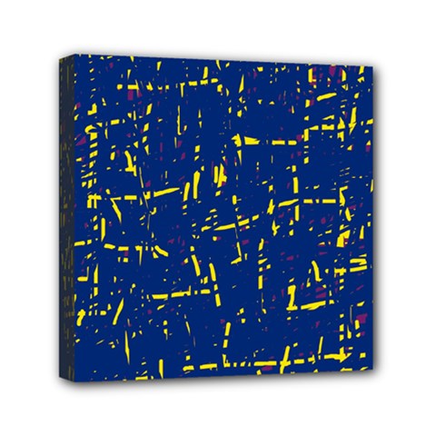 Deep Blue And Yellow Pattern Mini Canvas 6  X 6  by Valentinaart