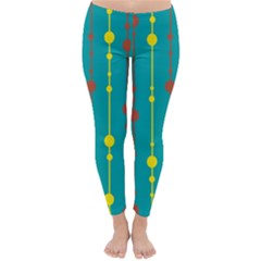 Green, Yellow And Red Pattern Winter Leggings  by Valentinaart