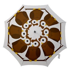 Cute Transparent Brown Owl Hook Handle Umbrellas (large) by Valentinaart