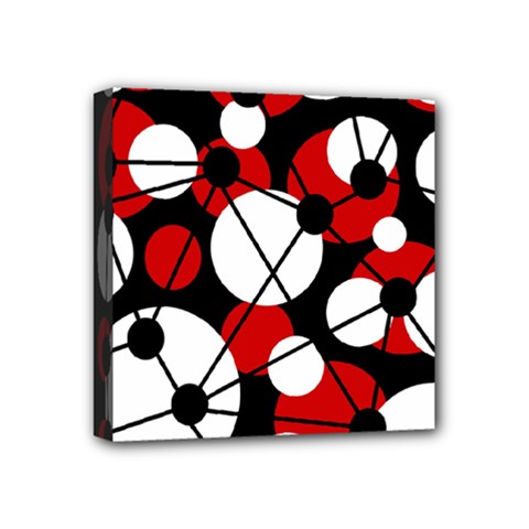 Red, Black And White Pattern Mini Canvas 4  X 4  by Valentinaart