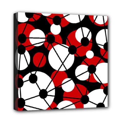 Red, Black And White Pattern Mini Canvas 8  X 8  by Valentinaart