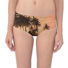 Wonderful Sunset Over The Beach, Tropcal Island Mid-waist Bikini Bottoms by FantasyWorld7