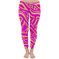Pink Abstract Art Winter Leggings  by Valentinaart
