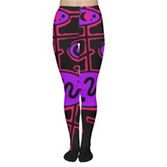 Purple And Red Abstraction Women s Tights by Valentinaart