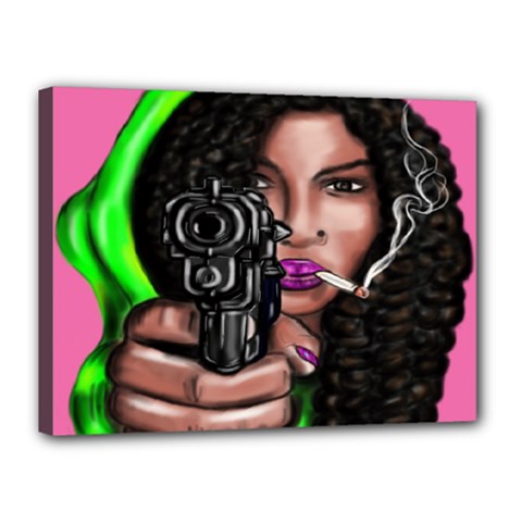 Smoking  Canvas 16  X 12  by azureprinceinc