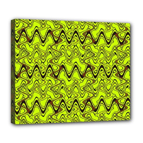 Yellow Wavey Squiggles Deluxe Canvas 24  X 20   by BrightVibesDesign