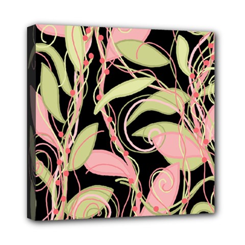 Pink And Ocher Ivy Mini Canvas 8  X 8  by Valentinaart