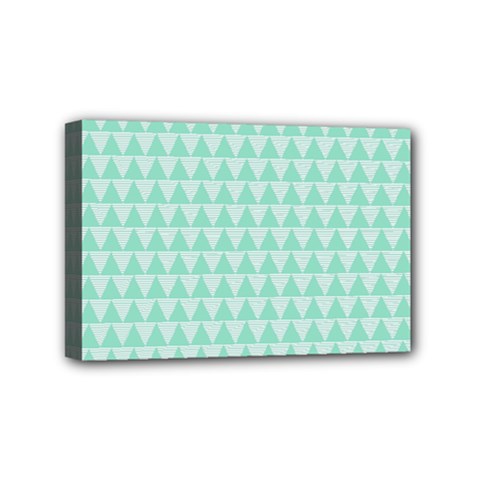 Mint Color Triangle Pattern Mini Canvas 6  X 4  by picsaspassion