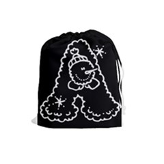 Funny Snowball Doodle Black White Drawstring Pouches (large)  by yoursparklingshop