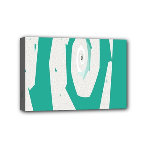 Aqua Blue And White Swirl Design Mini Canvas 6  X 4  by digitaldivadesigns