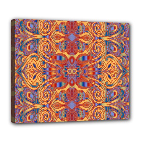 Oriental Watercolor Ornaments Kaleidoscope Mosaic Deluxe Canvas 24  X 20   by EDDArt