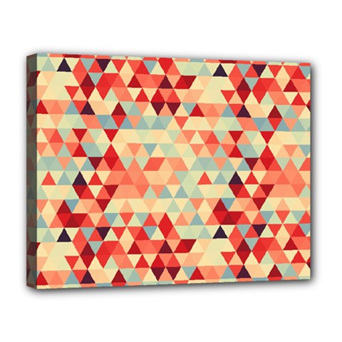 Modern Hipster Triangle Pattern Red Blue Beige Canvas 14  X 11  by EDDArt
