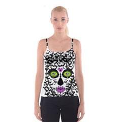 Bat Lady Sugar Skull Spaghetti Strap Top by burpdesignsA