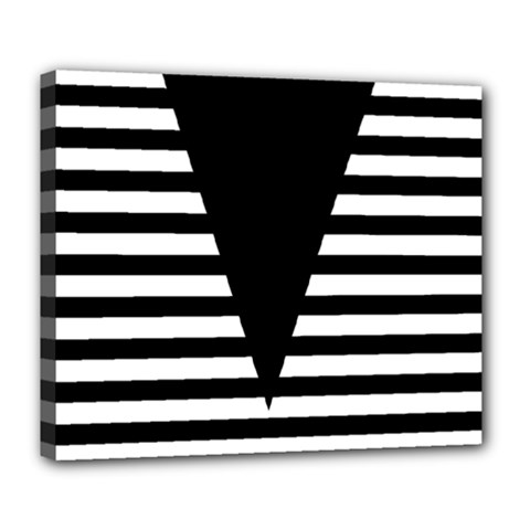Black & White Stripes Big Triangle Deluxe Canvas 24  X 20   by EDDArt