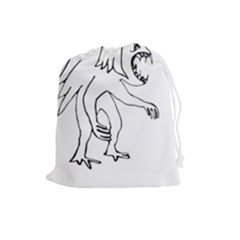 Monster Bird Drawing Drawstring Pouches (large)  by dflcprints