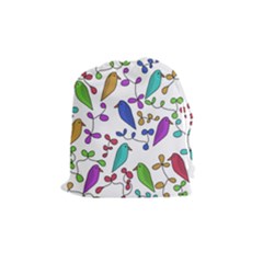 Birds And Flowers Drawstring Pouches (medium) 