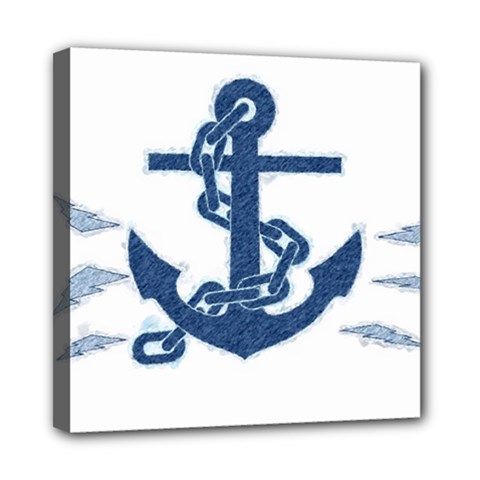 Blue Anchor Oil Painting Art Mini Canvas 8  X 8  by picsaspassion