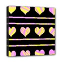Pink and yellow harts pattern Mini Canvas 8  x 8  View1