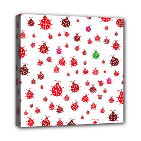Beetle Animals Red Green Fly Mini Canvas 8  X 8  by Amaryn4rt