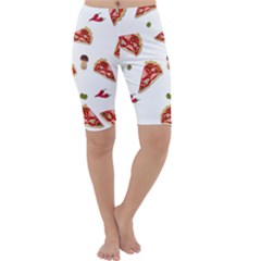 Pizza Pattern Cropped Leggings  by Valentinaart