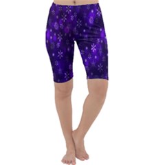 Bokeh Background Texture Stars Cropped Leggings  by Amaryn4rt