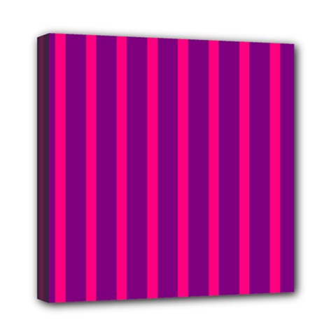 Deep Pink And Black Vertical Lines Mini Canvas 8  X 8  by Amaryn4rt