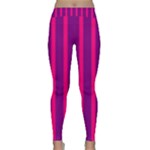 Deep Pink And Black Vertical Lines Classic Yoga Leggings