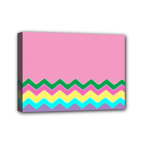 Easter Chevron Pattern Stripes Mini Canvas 7  X 5  by Nexatart