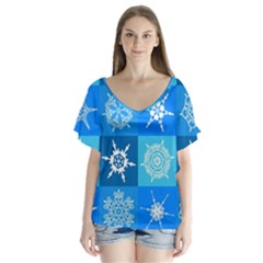 Background Blue Decoration Flutter Sleeve Top by Nexatart