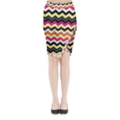 Colorful Chevron Pattern Stripes Midi Wrap Pencil Skirt by Nexatart