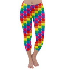 Rainbow 3d Cubes Red Orange Capri Winter Leggings  by Nexatart
