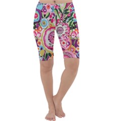 Colorful Flower Pattern Cropped Leggings  by Brittlevirginclothing