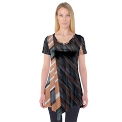 Building Architecture Skyscraper Short Sleeve Tunic  by Nexatart