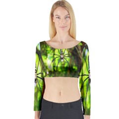 Spider Spiders Web Spider Web Long Sleeve Crop Top by Nexatart