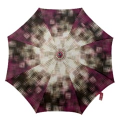Stylized Rose Pattern Paper, Cream And Black Hook Handle Umbrellas (large) by Nexatart