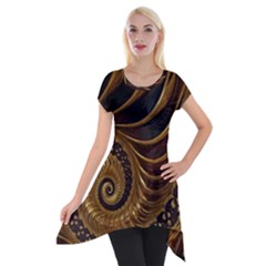 Fractal Spiral Endless Mathematics Short Sleeve Side Drop Tunic by Amaryn4rt