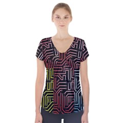 Circuit Board Seamless Patterns Set Short Sleeve Front Detail Top by Amaryn4rt