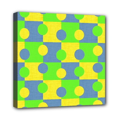 Abric Cotton Bright Blue Lime Mini Canvas 8  X 8 